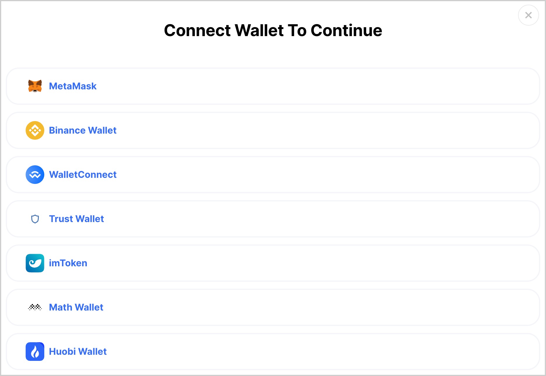 Choose a wallet