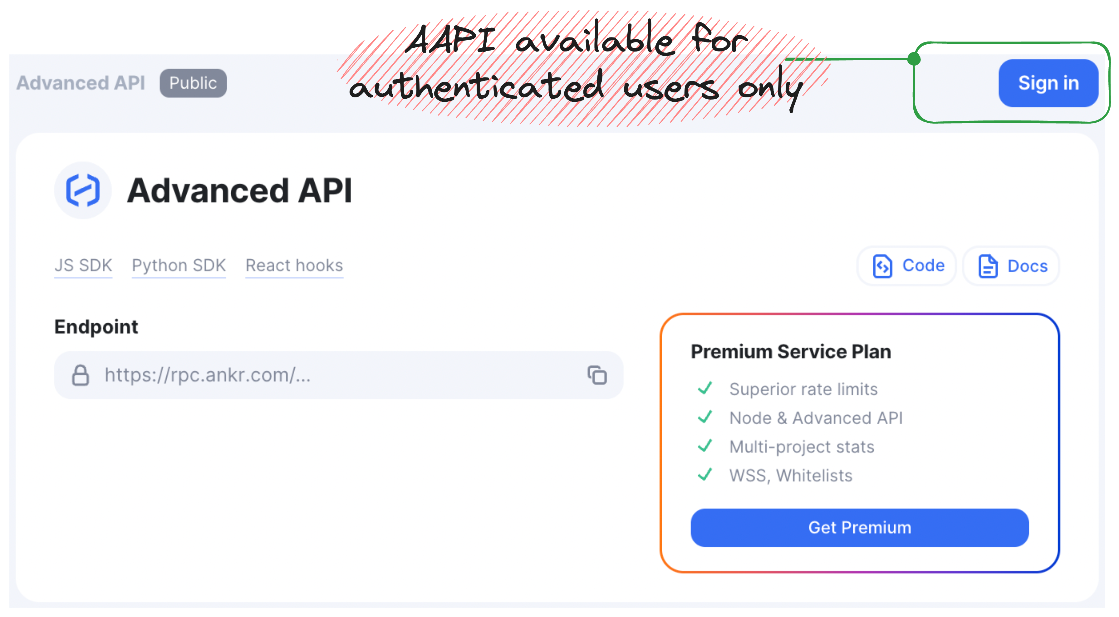 Advanced API pane