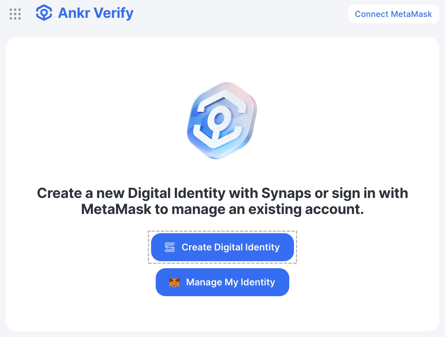 Click Create Digital Identity